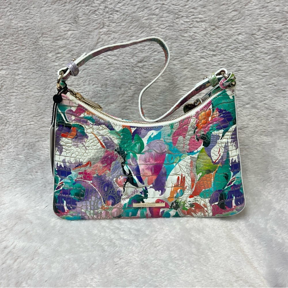 Brahmin Purple and Green Artistic Shoulder Bag